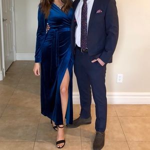 Deep Blue Maxi  Velvet Dress